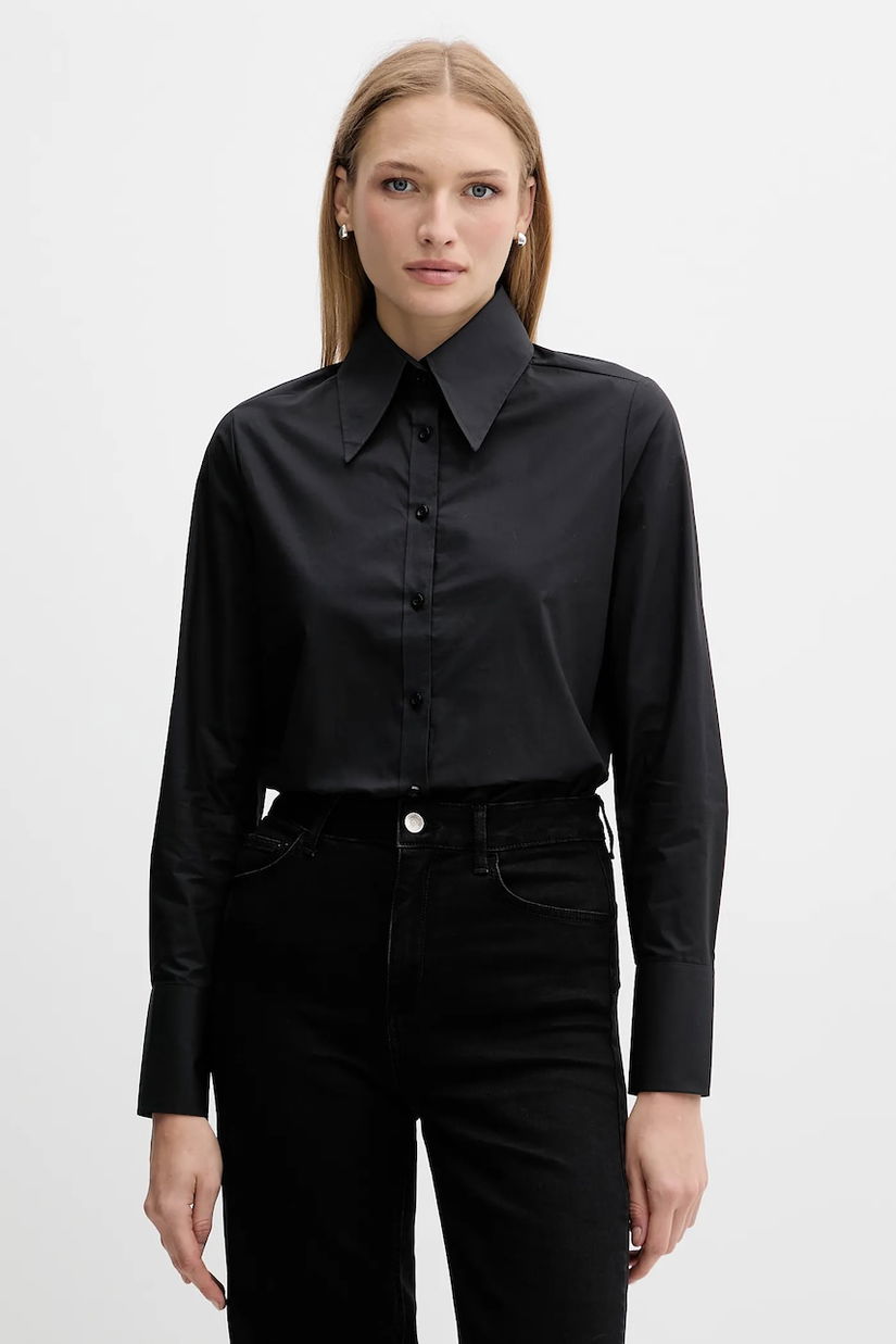 Silvian Heach cămașă din bumbac MASKA culoarea negru, cu guler clasic, regular, GPA25512CA