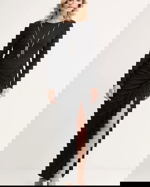 Fracomina rochie culoarea negru, maxi, mulată, FQ25WD3006W62601