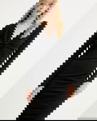 Fracomina rochie culoarea negru, mini, mulată, FQ25WD2009W62601