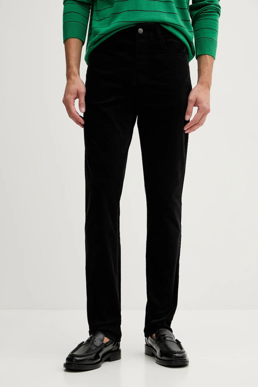 ZADIG&VOLTAIRE pantaloni de catifea cord bărbați, culoarea negru, croială ajustată WMPA00182