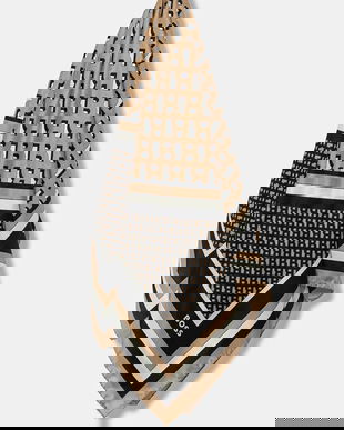 BOSS eșarfă de mătase culoarea galben, cu model, 50536118