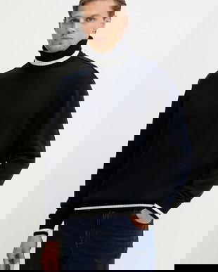 Paul&Shark pulover de lână culoarea bleumarin, light, cu guler, 15311088