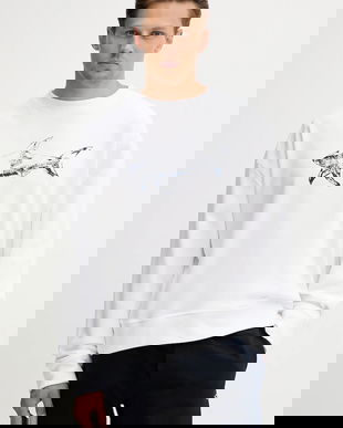 Paul&Shark hanorac de bumbac Knitwear culoarea alb, cu imprimeu, 15311848