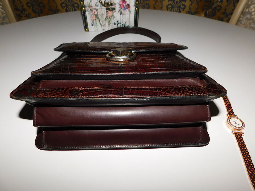 Poseta vintage piele exotica Perez Valencia , ceas  nou elegant , cadou