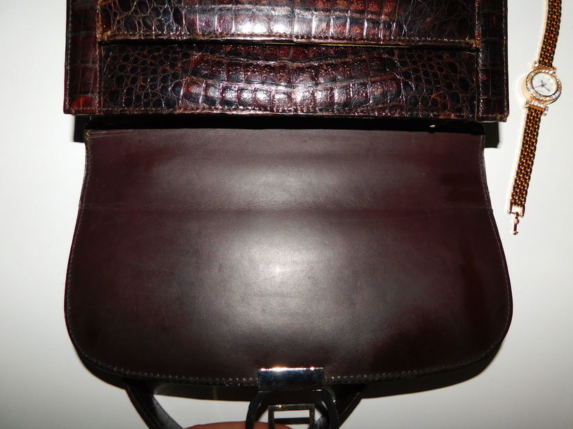 Poseta vintage piele exotica Perez Valencia , ceas  nou elegant , cadou