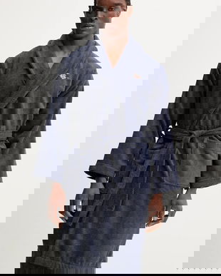 Gant halat de baie din bumbac culoarea bleumarin, 856006703