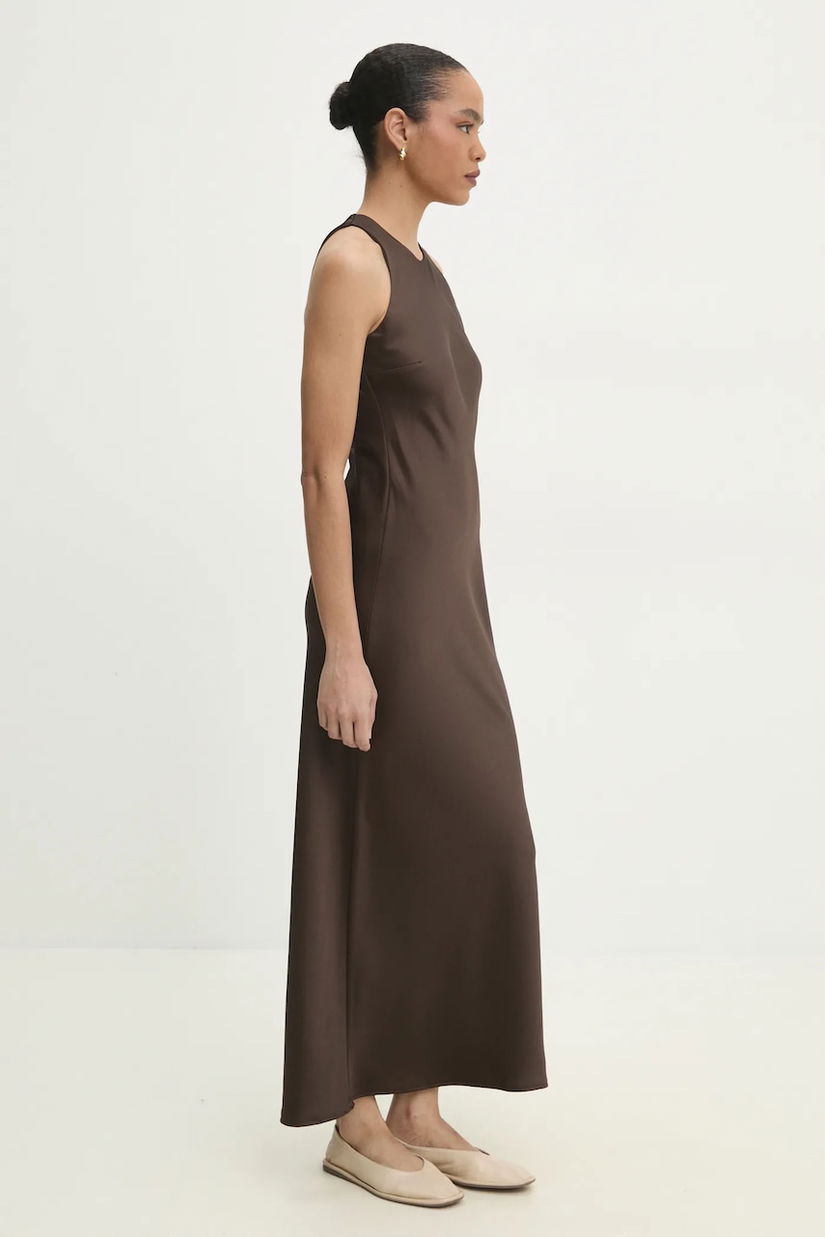 Answear Lab rochie culoarea maro, maxi, evazată