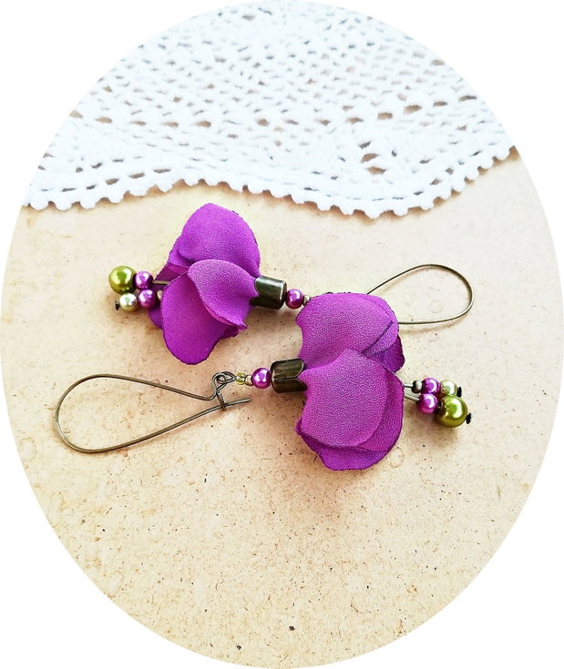 Cercei flori lila violet