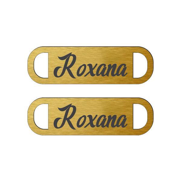 Set 2 Tag-uri personalizate, Piksel, pentru sneakersi, 4.5 x 1.3 cm