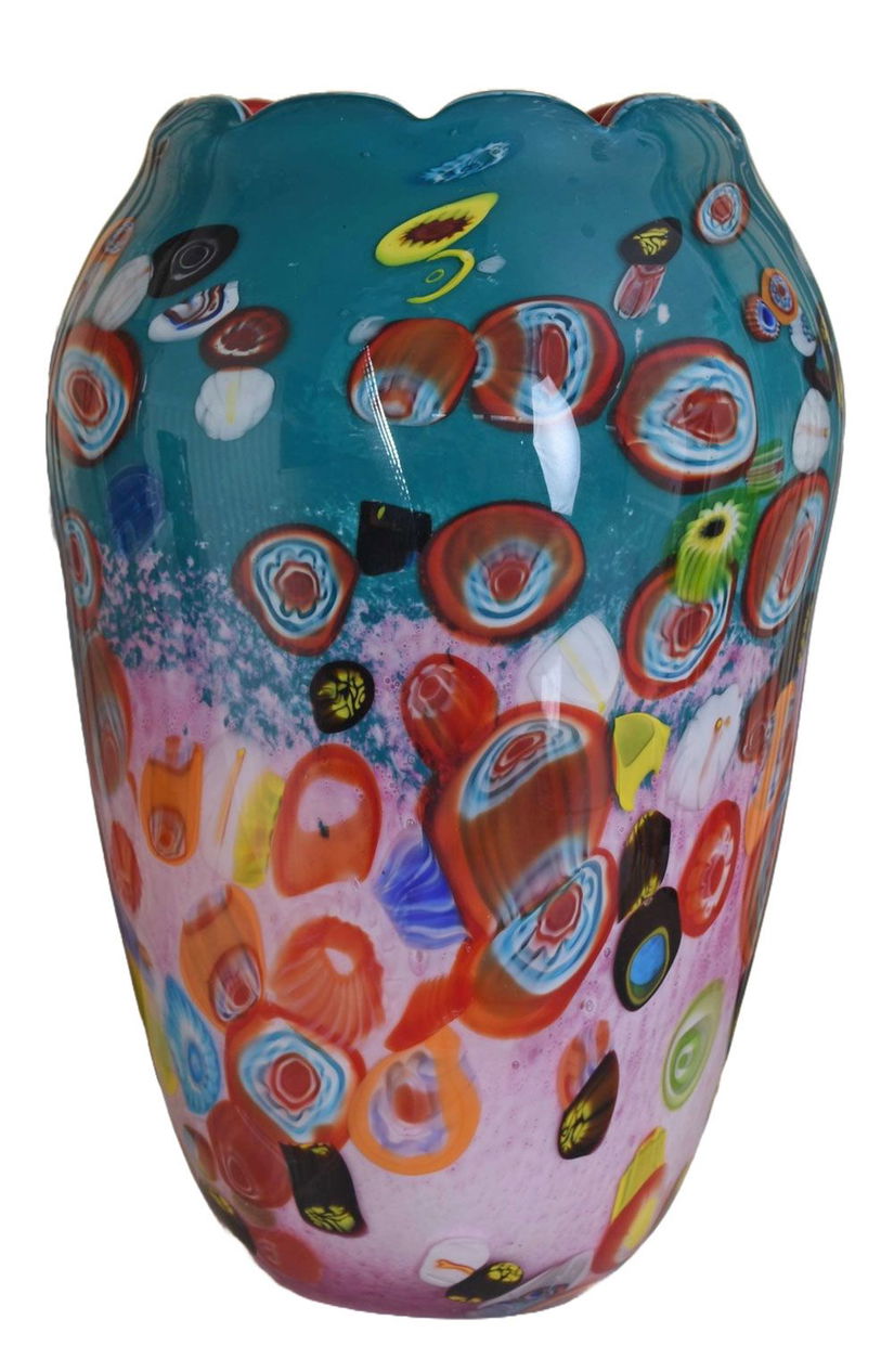 Vaza de sticla multicolora Murano Millefiori