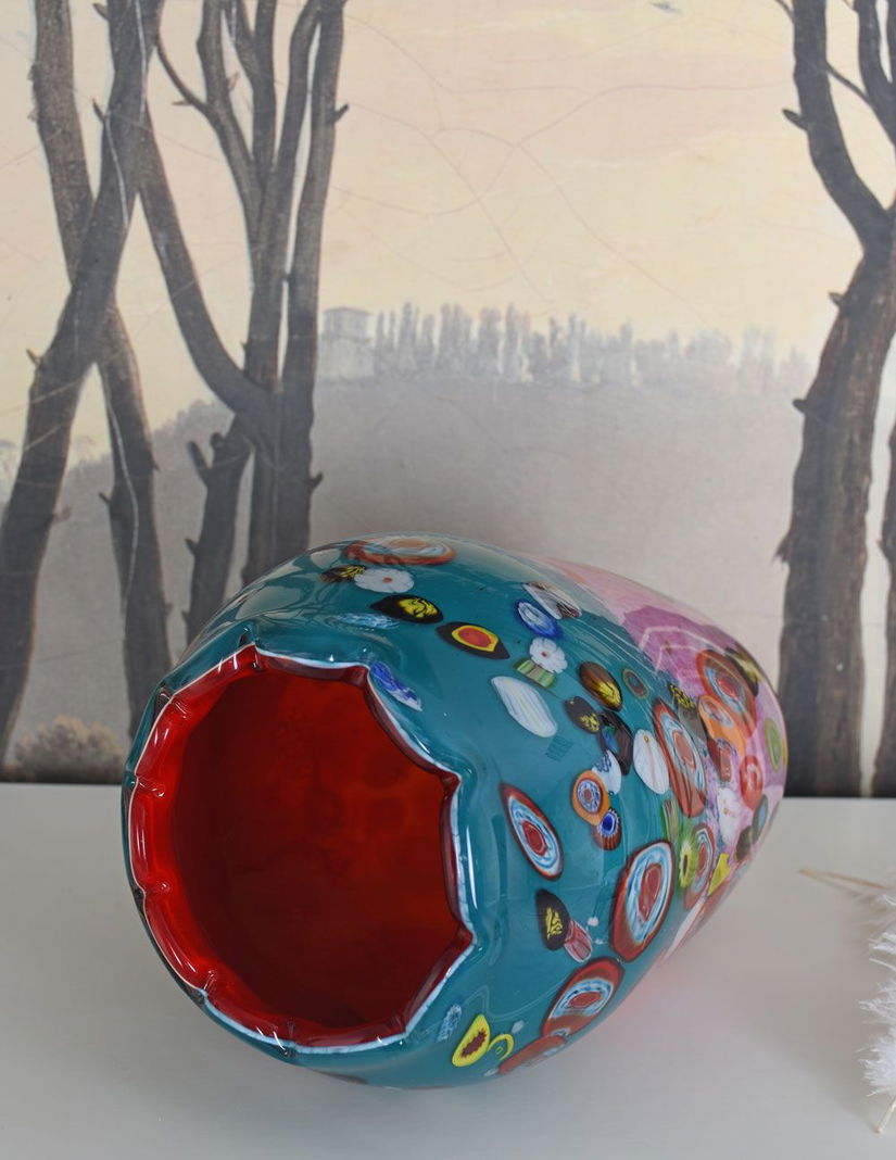 Vaza de sticla multicolora Murano Millefiori