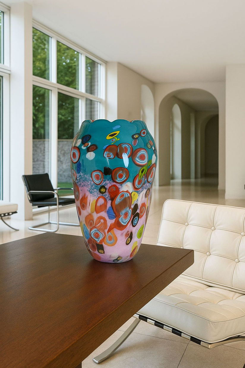Vaza de sticla multicolora Murano Millefiori