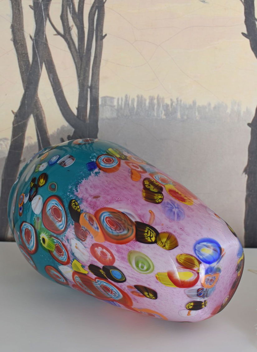 Vaza de sticla multicolora Murano Millefiori