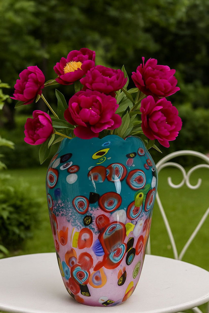 Vaza de sticla multicolora Murano Millefiori