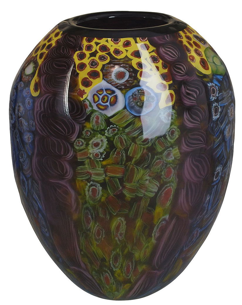 Vaza de sticla multicolora Murano Millefiori