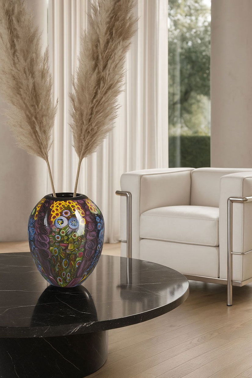 Vaza de sticla multicolora Murano Millefiori