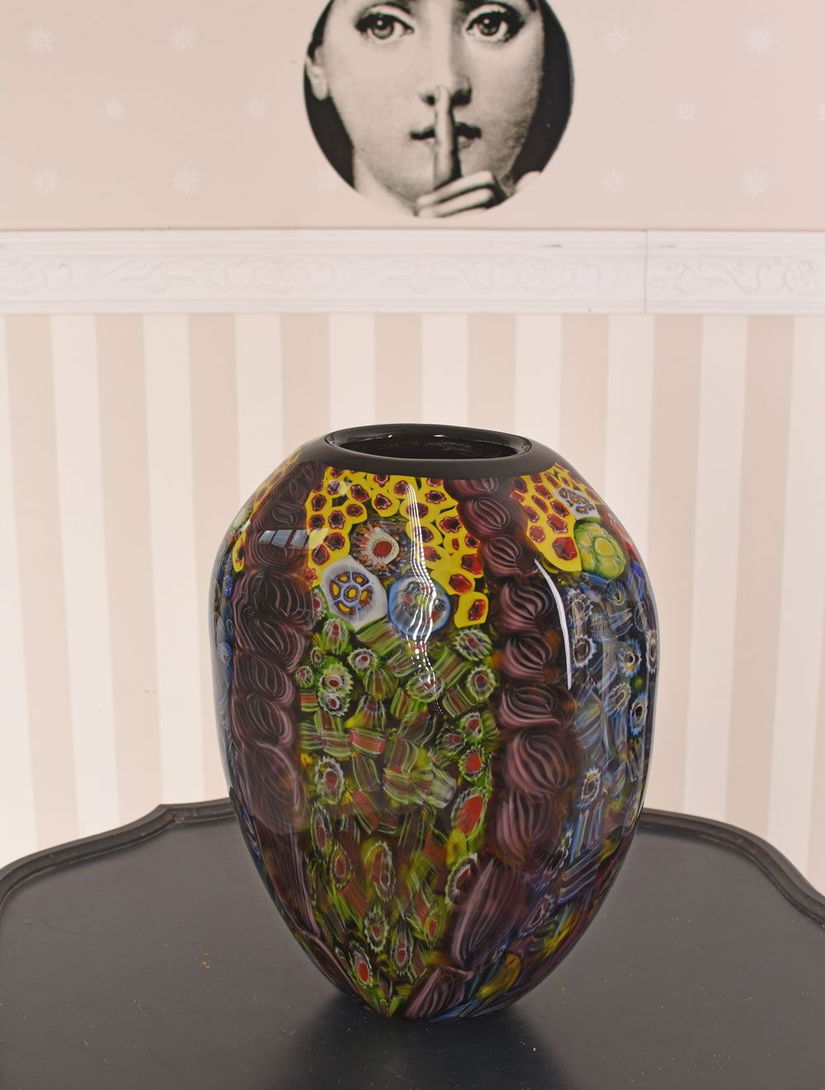 Vaza de sticla multicolora Murano Millefiori