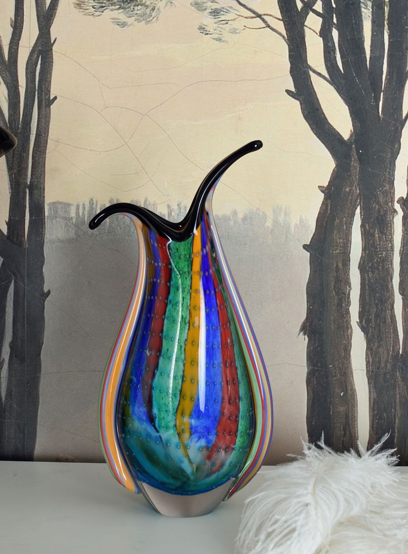 Vaza de sticla multicolora Murano