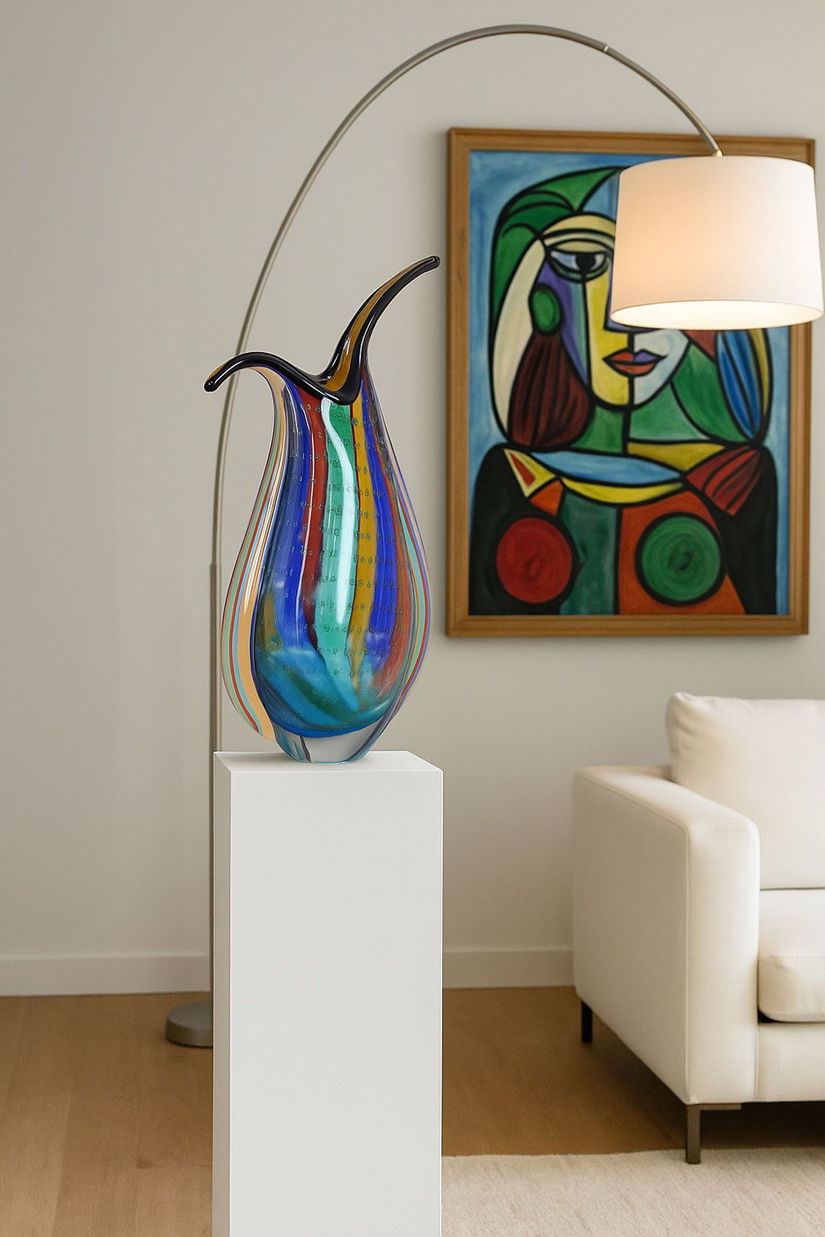 Vaza de sticla multicolora Murano