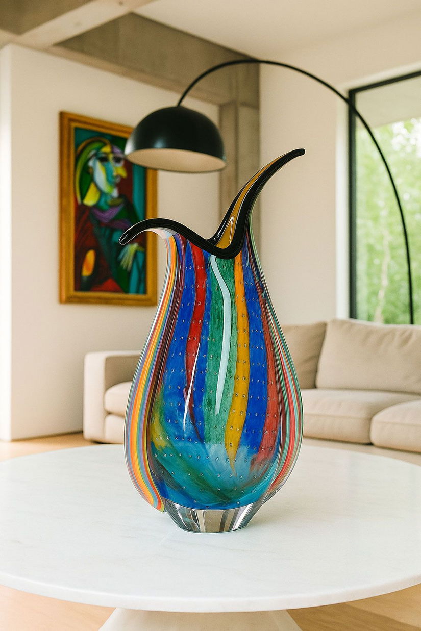 Vaza de sticla multicolora Murano
