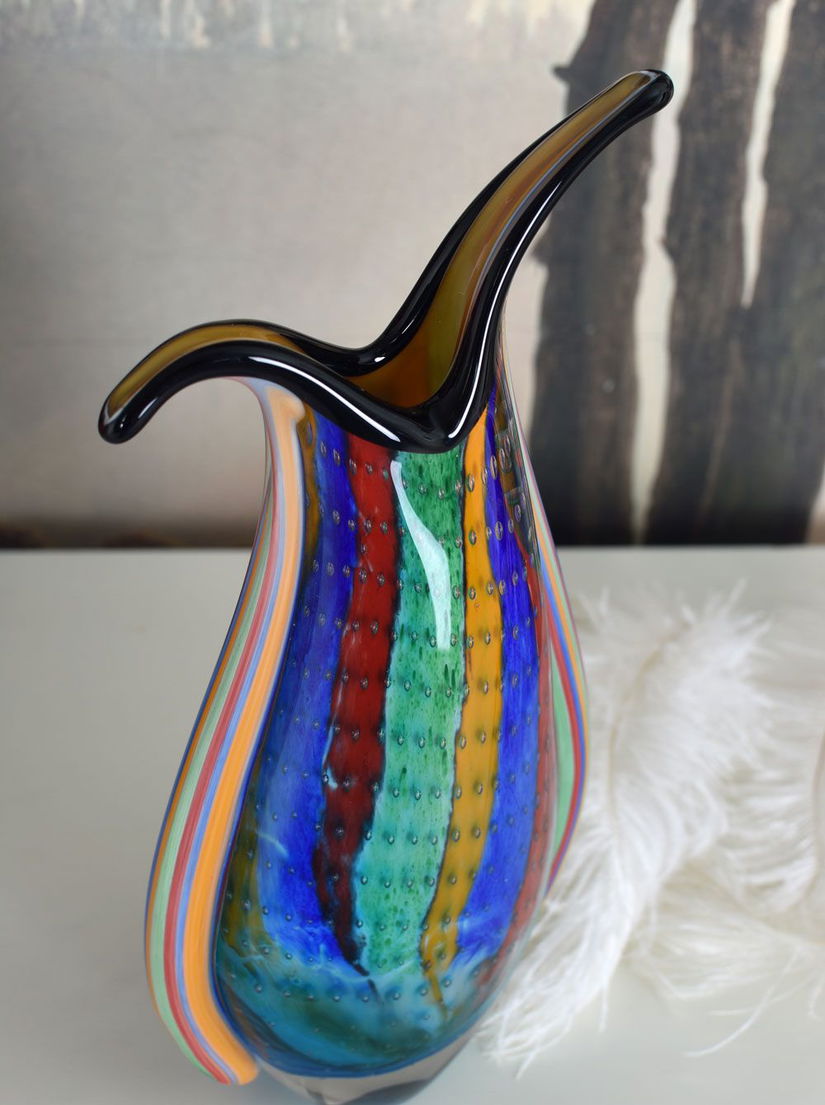 Vaza de sticla multicolora Murano