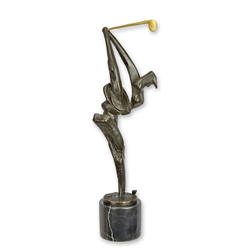Jucator de golf-statueta moderna din bronz cu un soclu din marmura