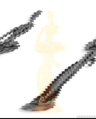 Balerina-statueta din fonta antik brown