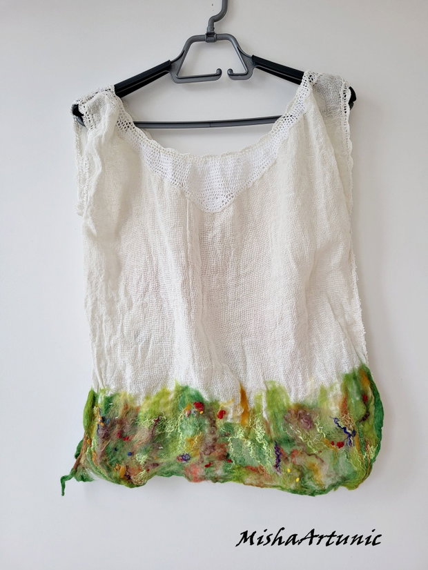 Bluza din bumbac si lana merinos impaslita