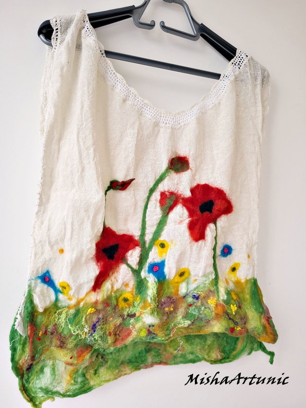 Bluza din bumbac si lana merinos impaslita