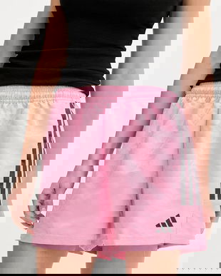 adidas pantaloni scurți House of Tiro culoarea roz, cu imprimeu, high waist, JL9207