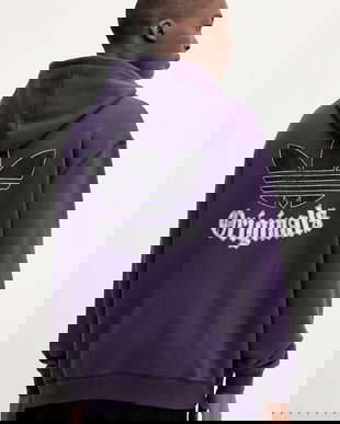 adidas Originals hanorac de bumbac Grfx Hoodie culoarea violet, cu glugă, uni, JY2729