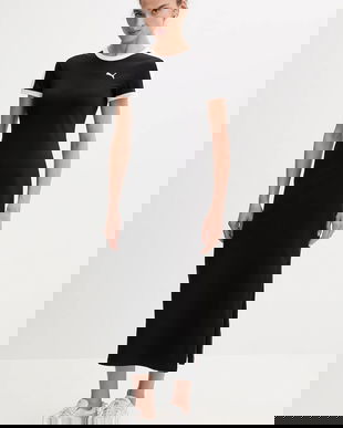 Puma rochie culoarea negru, midi, drept, 632140