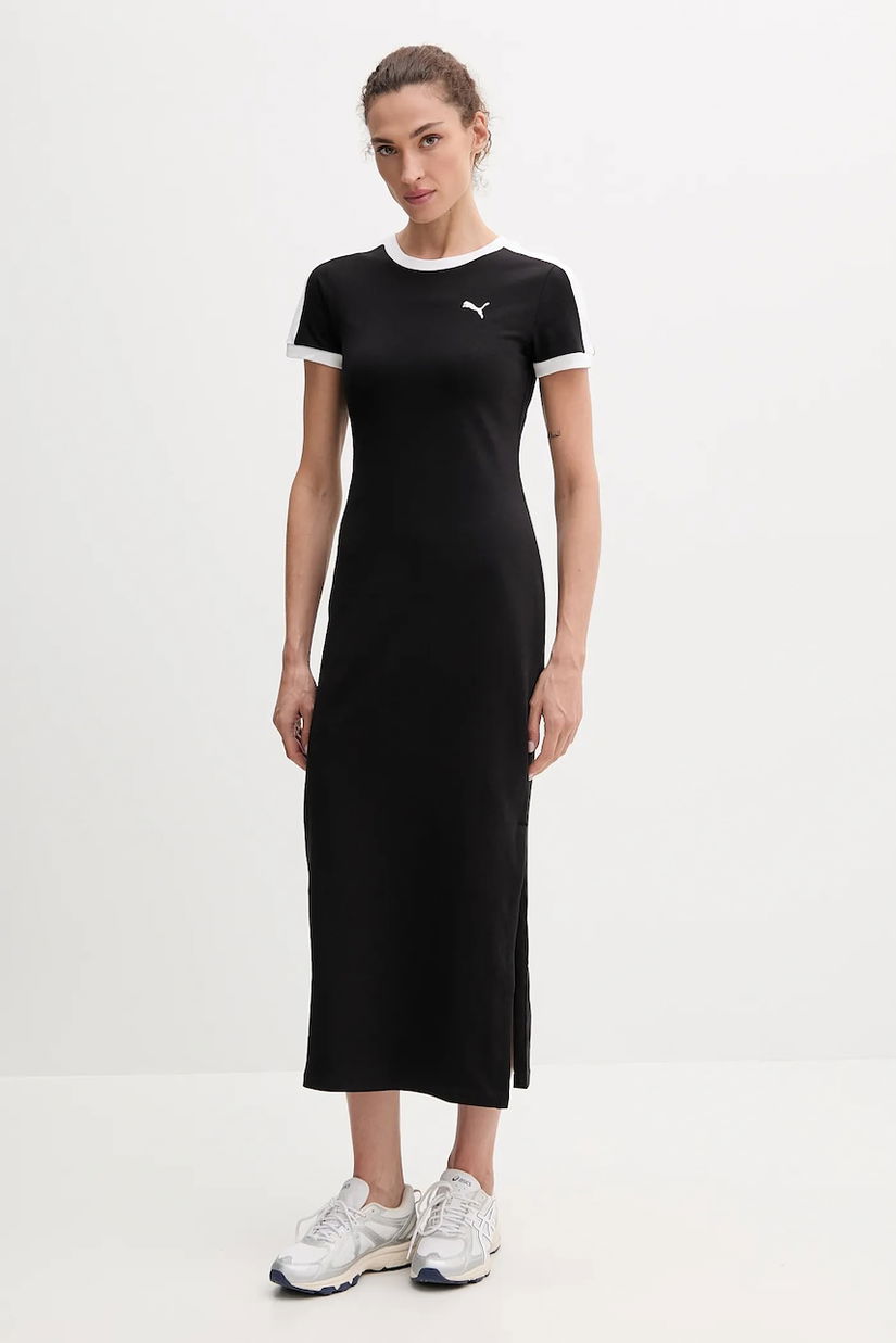 Puma rochie culoarea negru, midi, drept, 632140