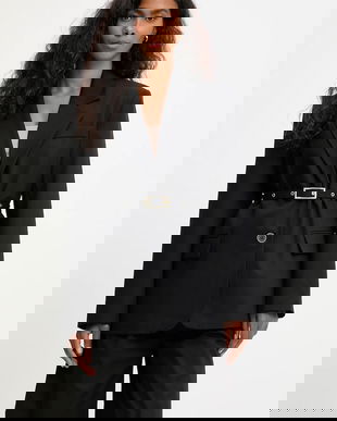 Answear Lab sacou culoarea negru, un singur rand de nasturi, neted