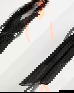 Answear.LAB rochie culoarea negru, midi, oversize