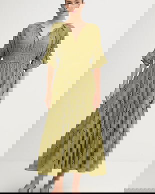 Hoss Intropia rochie din bumbac culoarea verde, maxi, evazati, 8222112