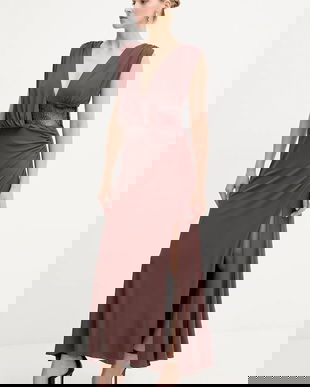 Herve Leger rochie Lucille culoarea maro, maxi, drept, SEJ8524861