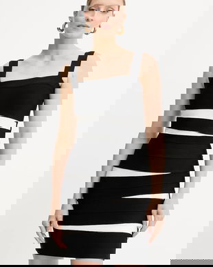 Herve Leger rochie Eve culoarea negru, mini, mulata, HLT8524993