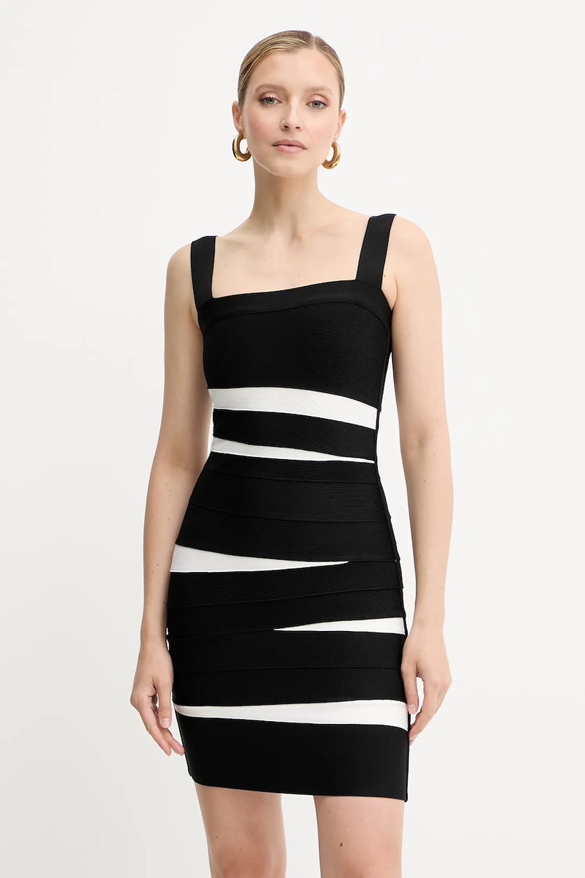 Herve Leger rochie Eve culoarea negru, mini, mulata, HLT8524993
