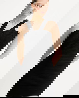 Herve Leger rochie Elise culoarea negru, mini, mulata, HLT8524464