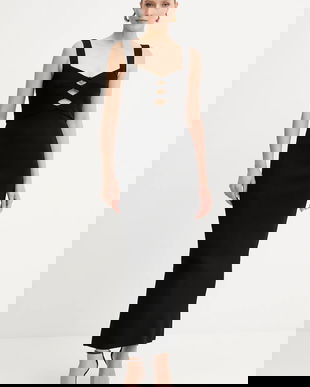 Herve Leger rochie Alessia culoarea negru, midi, mulata, CBW8524694