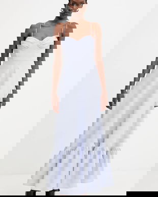 Bardot rochie din in maxi, evazati, 59894DB1