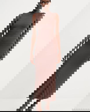 Bardot rochie culoarea maro, maxi, mulata, 59948DB