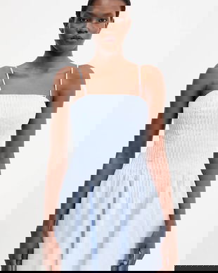 Bardot rochie din in mini, evazati, 59920DB