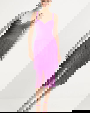 Herve Leger rochie Georgia culoarea violet, mini, mulata, FRI8525605