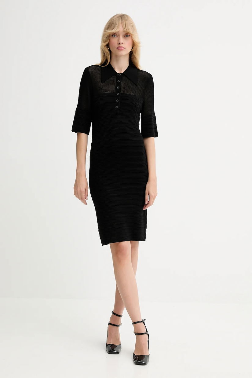 Gestuz rochie culoarea negru, mini, mulata, 10910347