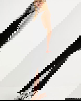 Gestuz rochie culoarea negru, maxi, drept, 10910454