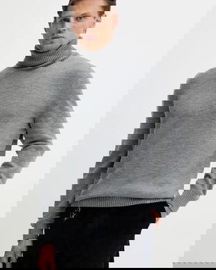 Paul&Shark pulover de lână culoarea gri, cu guler, 15311064