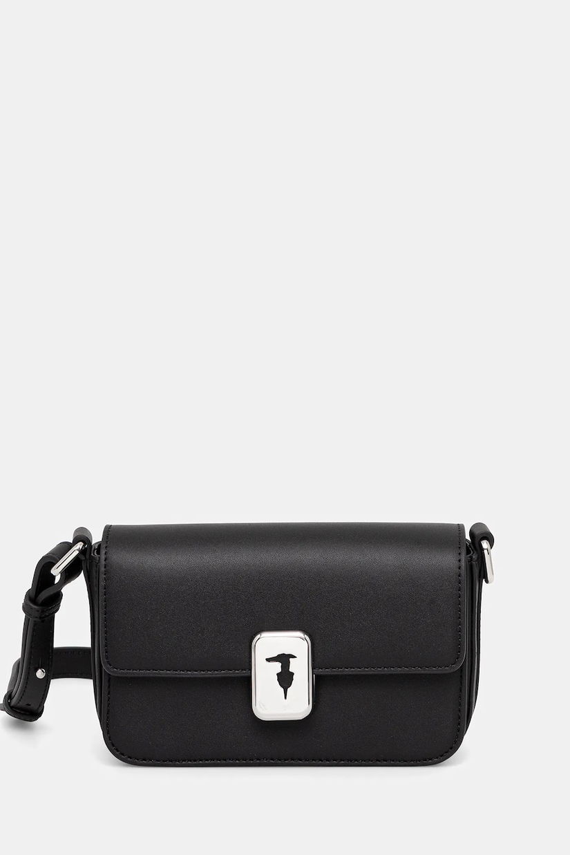 Trussardi geantă de piele culoarea negru, Z601E005978N