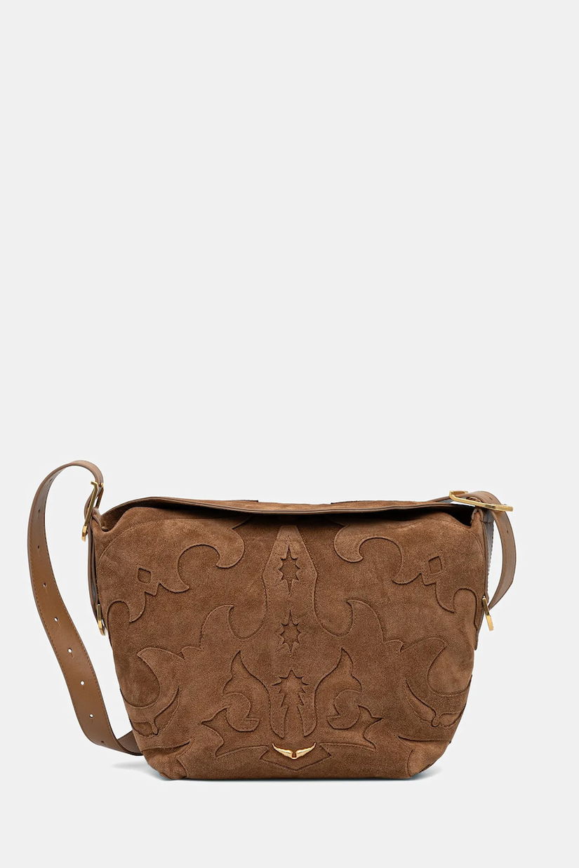 ZADIG&VOLTAIRE geantă de mână din piele întoarsă culoarea maro, LWBA03924